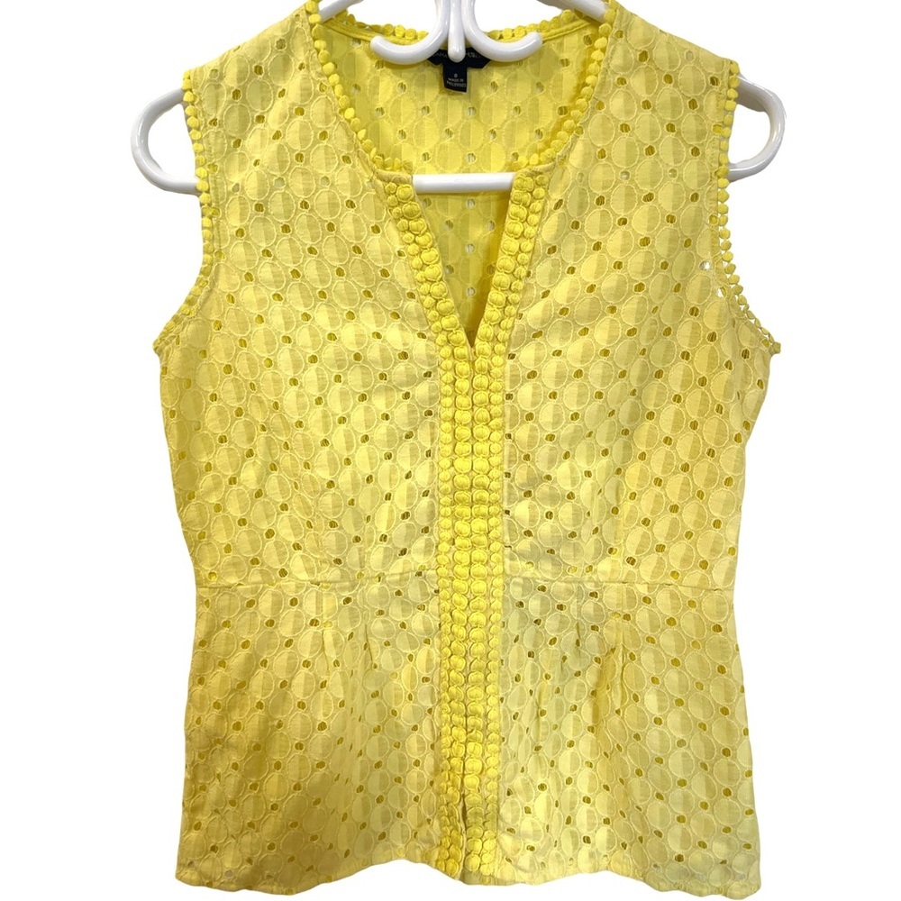 BANANA REPUBLIC YELLOW EYELET SLEEVELESS TOP